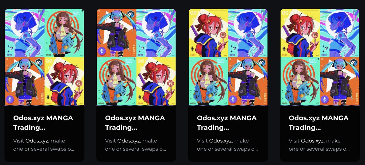 免费领取OAT，新一期交易活动 🎁

四条链交易：
1、Arbitrum 总交易量超过 8,000 美元获得 4 个NFT
2、Optimism 总交易量超过 8,000 美元的 4 个NFT
3、Polygon 总交易量超过 8,000 美元的 4 个NFT
4、ETH 总交易量超过 4,000 美元 1 个NFT

免费领取OAT：galxe.com/odos/campaign/…

<a href="/odosprotocol/">ODOS</a>