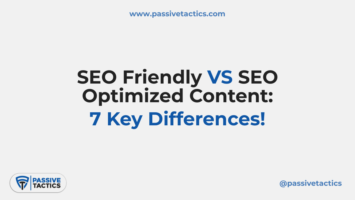 TacticsPassive's tweet image. There is a lot of confusion surrounding the terms "SEO-friendly" and "SEO-optimized." Here, we break them down for you so you can understand which type of content is right for your website.
#seofriendlycontent #seooptimizedcontent #seofriendlyvsoptimized #passivetactics