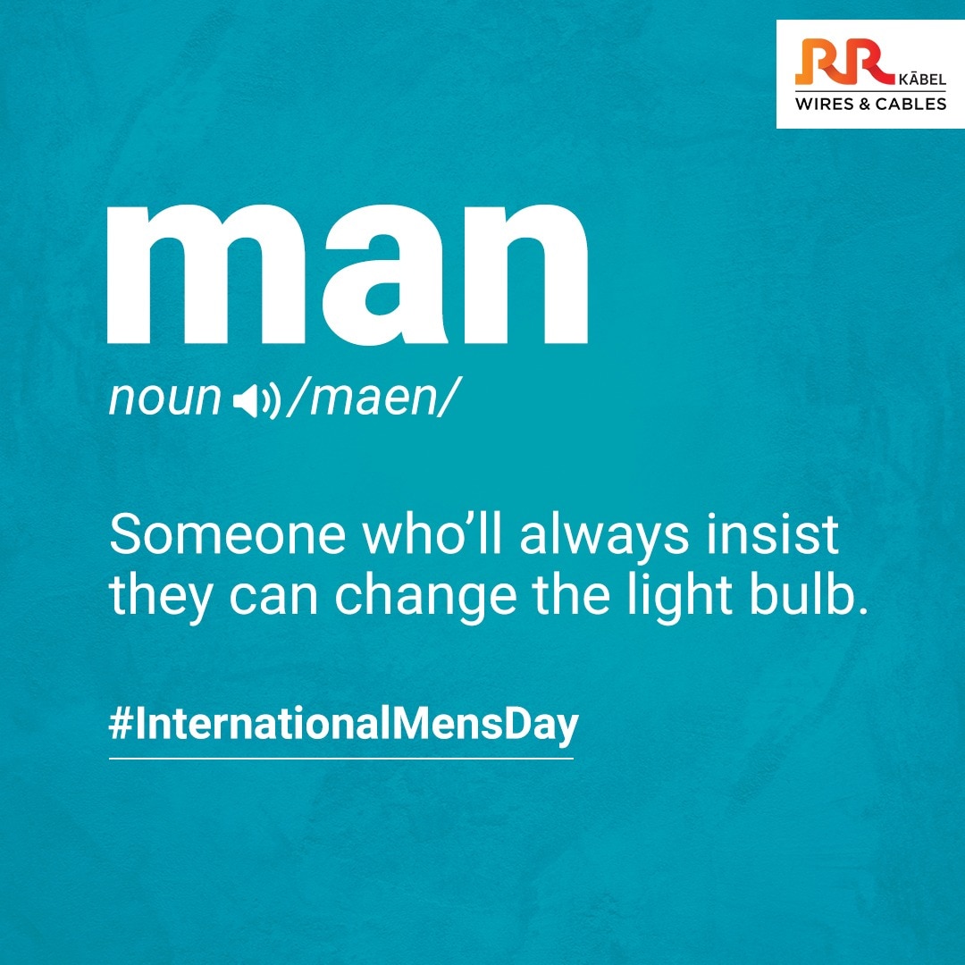 _RRKabel's tweet photo. Hereโs to all the men who insist thereโs no need for a handyman.
#InternationalMensDay #RRKabel #InternationalMensDay2022 #MensDay #AppreciateMen #QualityWires #Wires #Cables #WiresAndCables https://t.co/ZcoYM7vmRi