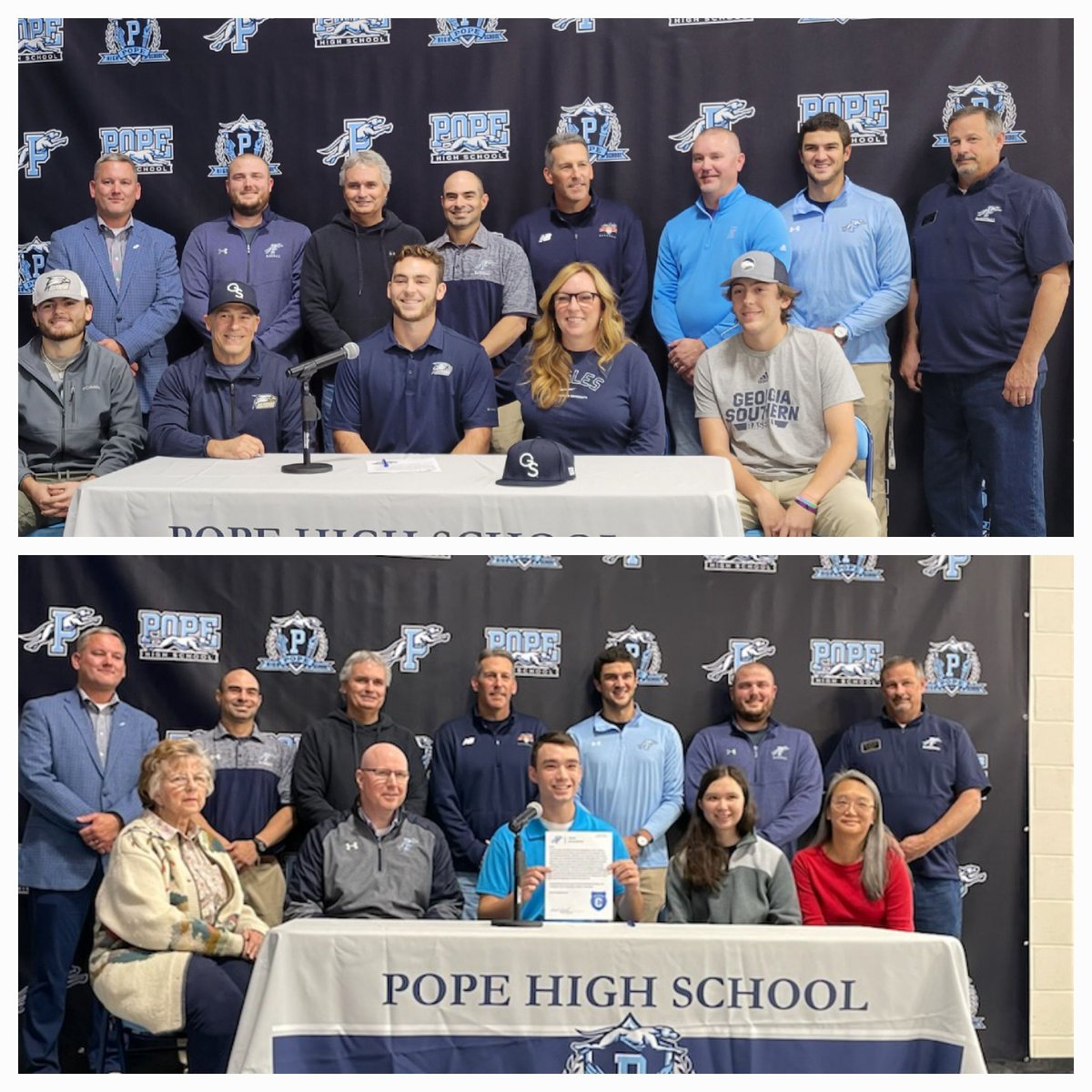 Pope_Baseball's tweet photo. We had the special opportunity to celebrate with our fall athletic signees today at Pope!

Pope baseball had 6 signees!

@CarsonKerce - @GTBaseball 
@kentschmidt_ - @GSAthletics_BSB 
#CalvinKoo - @GHCBaseball 
@BlytheKeisler - @AUG_Baseball 
#davidlovell - @CovenantScots

#GDN https://t.co/6MmjJIBy7s