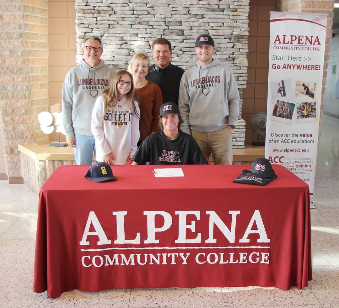 I would like to thank my family, coaches, and friend who have helped me through this exciting process. With that being said I am excited to announce that I will be attending Alpena Community College next fall to continue my academic and athletic career. Go Lumberjacks!