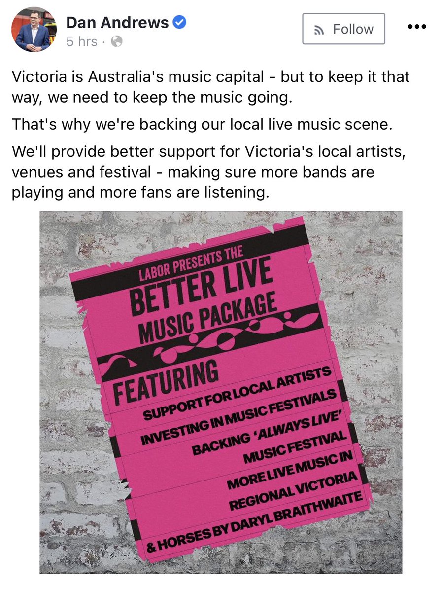 JimmyBarnes's tweet image. Great to see the Vic government promising to keep supporting live music and the people who make it. Hope others follow their lead.