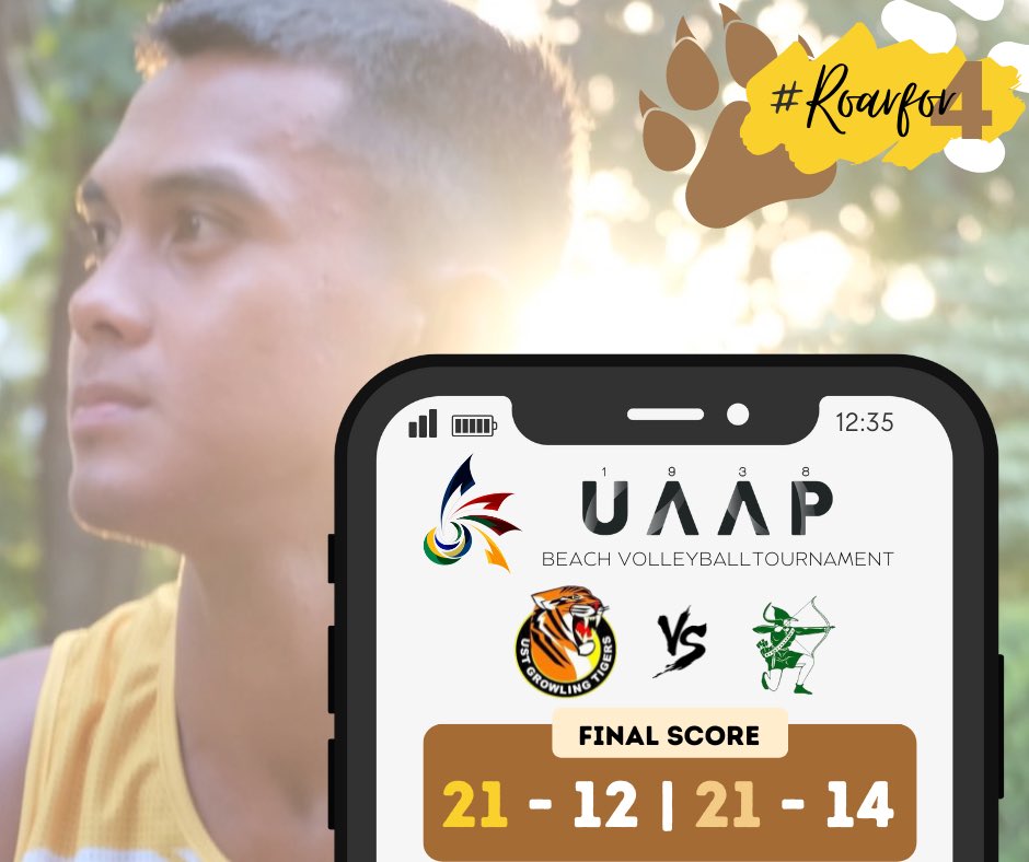 thelastwhistler's tweet photo. [#ROARFOR4] @jaron_requinton ended the match with a cross court kill, sweeping the DLSU Green Archers in two straight sets. Tiger Sands registered their first win 💛🐯 #GoUSTe https://t.co/9r5mSVLJN0