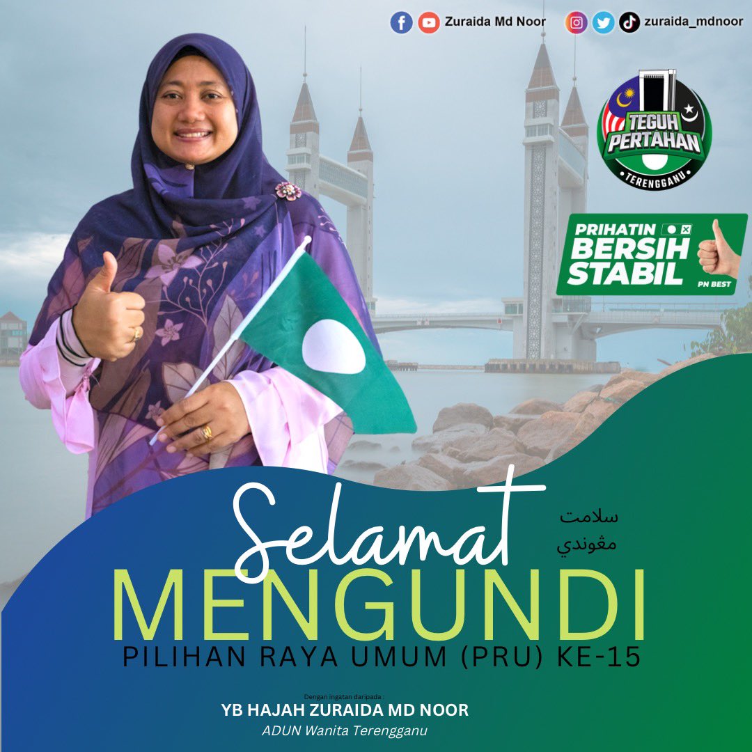 zuraida_mdnoor's tweet photo. Berinai dok lagi jari telunjuk awok-awok tu?
Ppakat keluor awal pagi lah blake, takut hujan lebat lok alah ke petang tu.
Selamat Mengundi rakyat Malaysia.
#KakDaKiter
#TerengganuMajuBerkatSejahtera
#TeguhPertahan
#PerikatanNasional
#BersihdanStabil
#PASBerintegriti
#UndiPAS https://t.co/ufUZ9VOceL