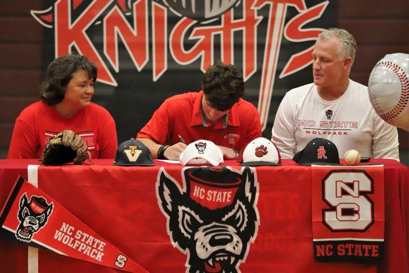 The_ZoneAFT's tweet photo. It's official!! @heathandrews8 has signed with @NCStateBaseball congratulations Heath, and thanks to all that celebrated with us. GO PACK!! @TeamvaB @KnightsJrhs @PanthersProgram @ClintChrysler @NCSUFans @Elliott_Avent @ChrisHart21 https://t.co/e8MnMN21Kb