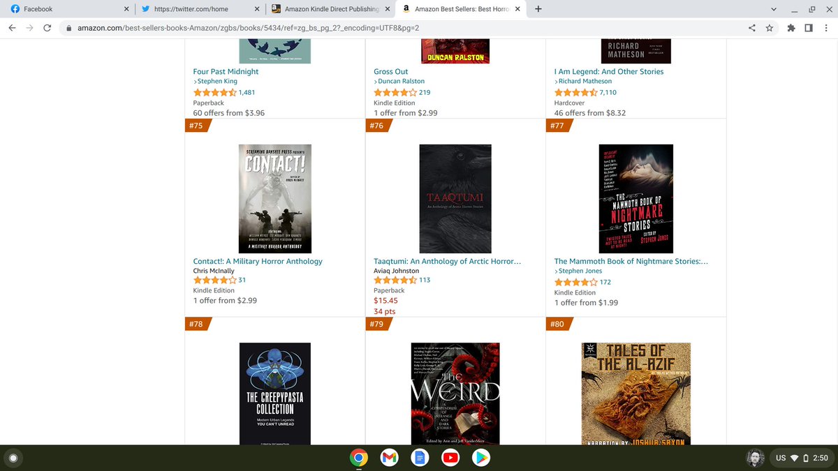 CONTACT! - A Military Horror Anthology currently sitting at No. 75 in the horror anthology charts! Woot, woot! Why not pick up a copy and help us get to No. 1? amazon.com/dp/B08WWHK19K