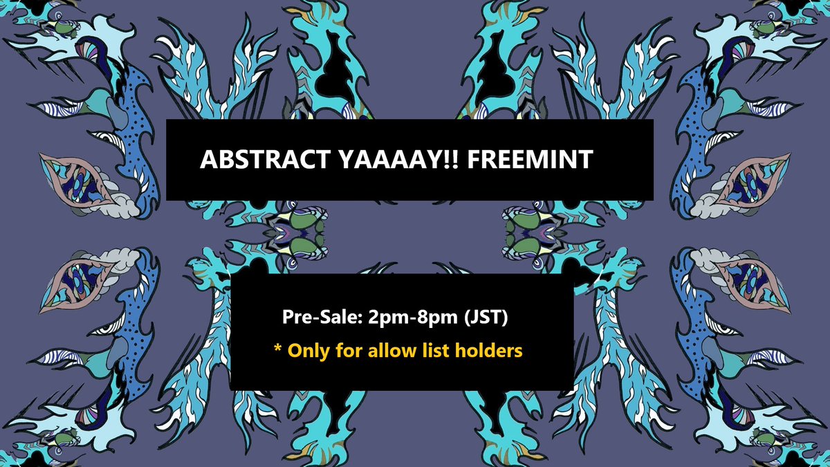 torazo_vr's tweet photo. YAY! 🐯 in 48 minutes from now.
あと50分後。 #freemint #nft #nftart #NFTCommuntiy
#ABSTRACTYAAAAYFREEMINT #art https://t.co/sskCLvAJ2c