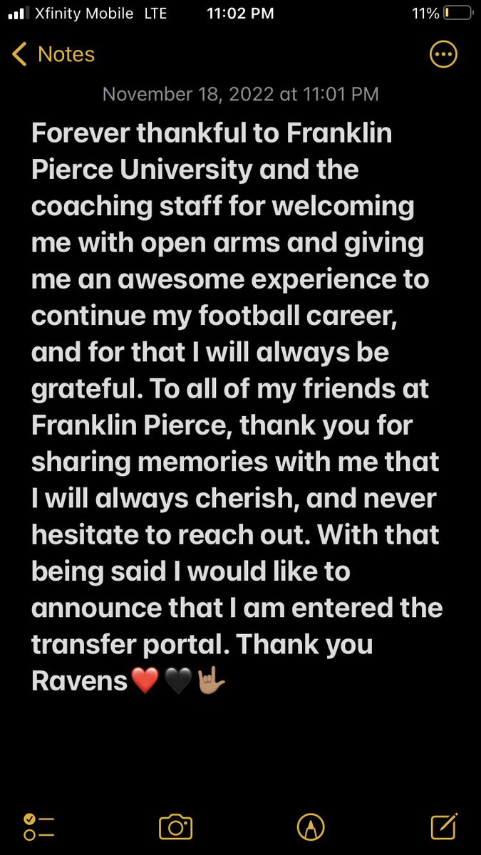Thank you for everything FPU🖤❤️. I am officially entering the transfer portal.