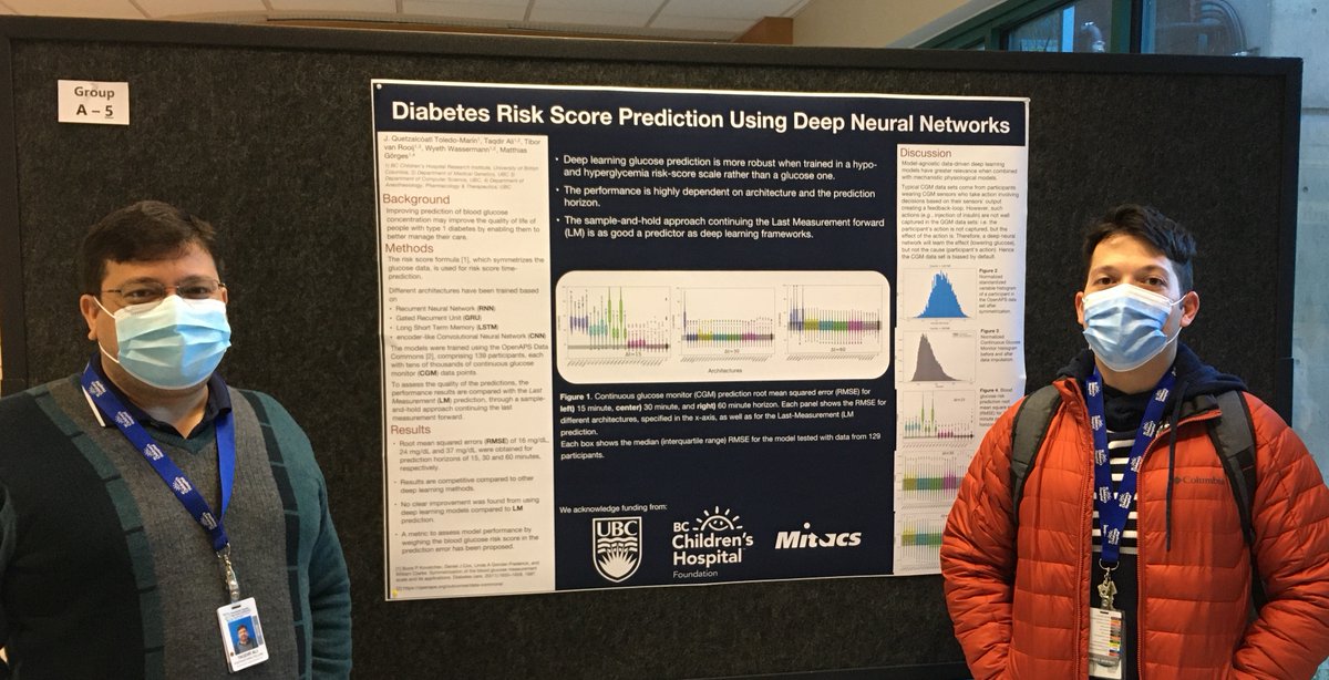 Drs. J. Quetzalcóatl Toledo-Marín and Taqdir Ali with their poster on Diabetes Risk Score Prediction Using Deep Neural Networks at the <a href="/E2i_BCCHR/">Evidence To Innovation</a> Research Forum <a href="/BCCH_DHILab/">Digital Health Innovation Lab</a> <a href="/BCCHresearch/">BC Children's Hospital Research Institute</a> <a href="/ubc_anes/">UBC Anesthesiology Residency Program</a>