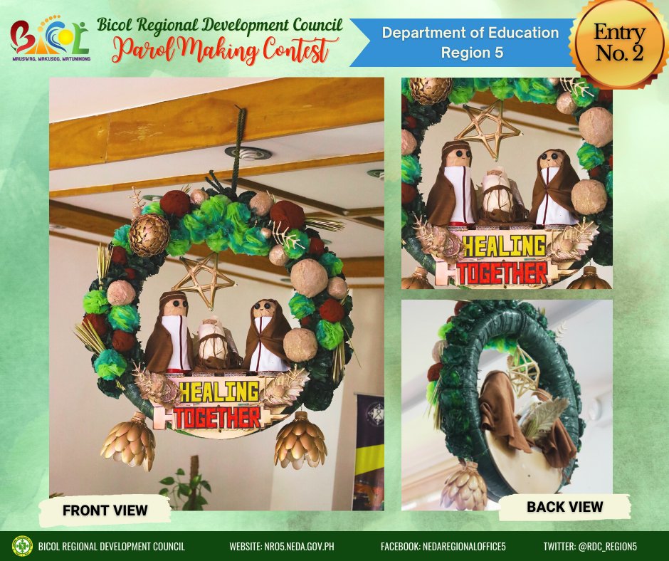 RDC_Region5's tweet photo. Post 1 of 2: Voting for the People's Choice Award for the Bicol RDC Parol-Making Contest is now open until November 25. 

The entry with the highest number of combined HEART reactions from #NEDARegionalOffice5 and #RDCBicol will be the winner.

#BicolRDC
#NEDABicol
#EFLW2022 https://t.co/vVWLxxPH9M