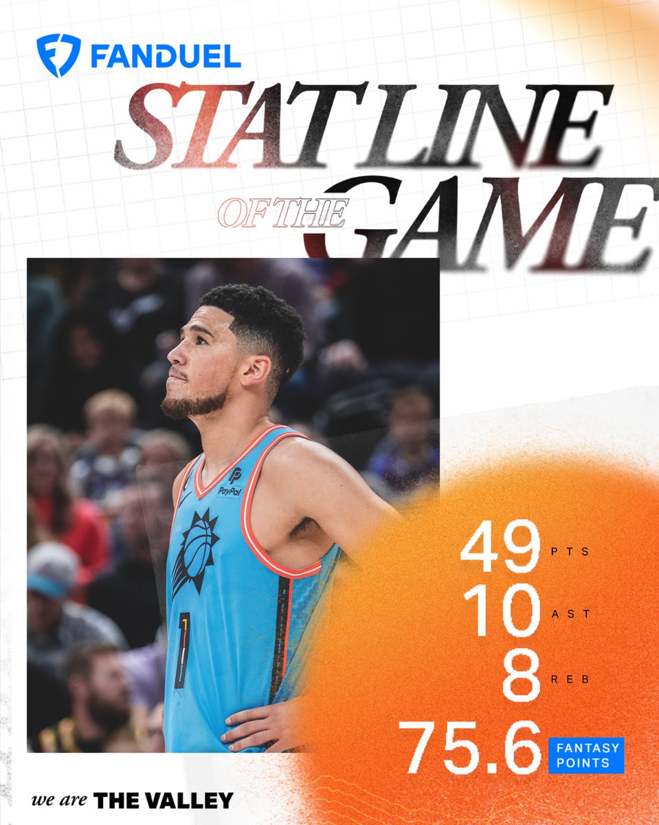 Suns's tweet photo. Season-high 4⃣9⃣ points for Book.

Tonight's @FanDuel Stat Line of the Game https://t.co/zfgU8n0wzQ