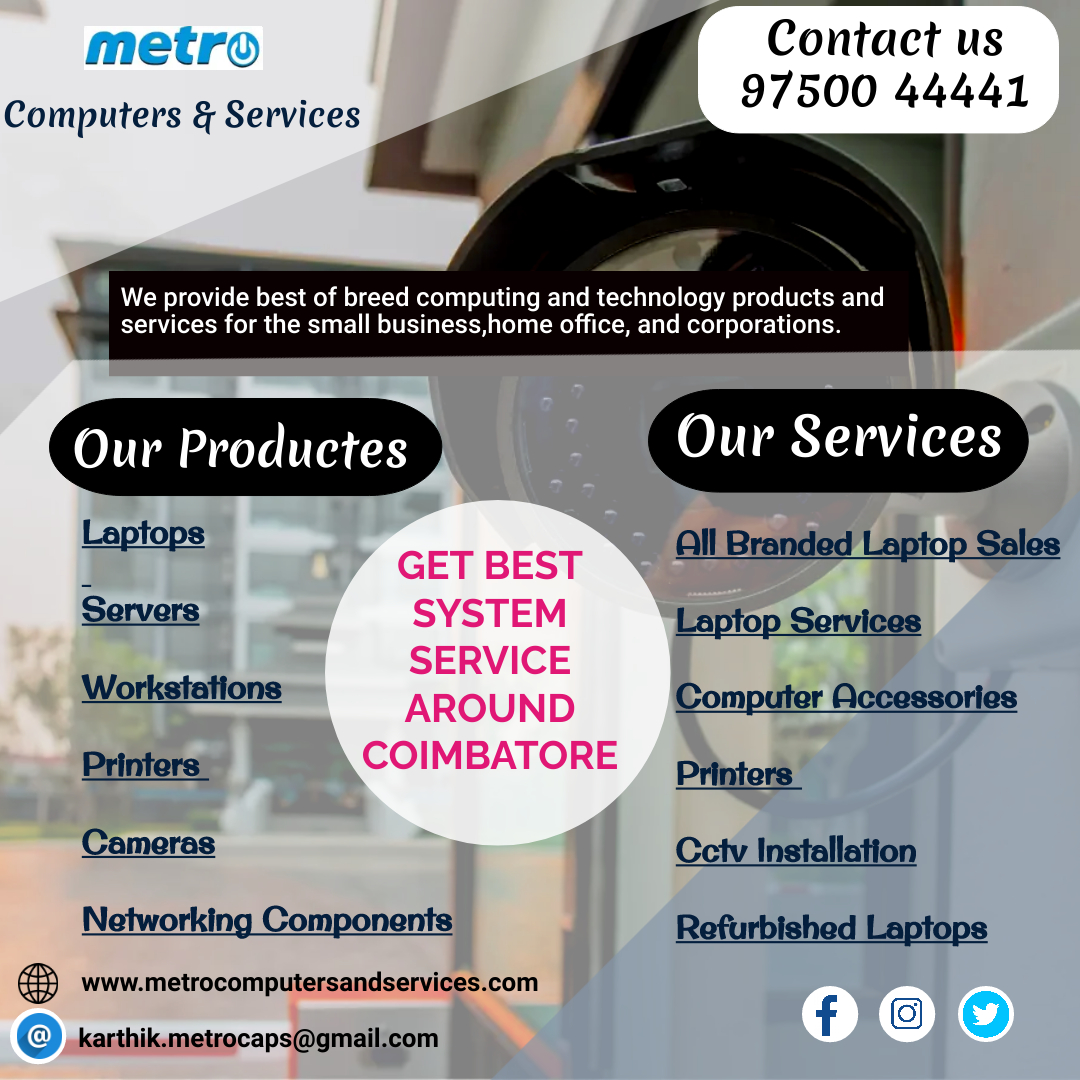 METROCOMPUTERS2's tweet photo. Metro Computers and Services
#computersservice #coimbatore #business #doorstepservice #productandservice https://t.co/TviqqtPd2n