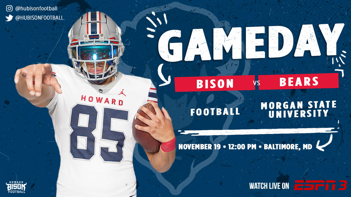 HUBisonSports's tweet photo. The BIG day is here! Tune in as @HUBISONFOOTBALL closes out the regular season against Morgan State for a share of the @MEACSports title!
📺: https://t.co/ZTHianQvKX
📈: https://t.co/FA7jkCZEIe
🎧: https://t.co/knOMfV2eMC
#BleedBlue #STMDT #BeatMorgan https://t.co/HE43MeBEWs