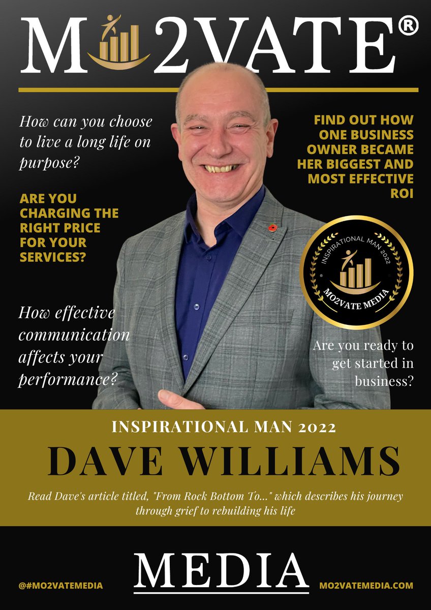 mo2vatemedia's tweet photo. Today is our soft launch for our brand new platform MO2VATE Media… woohoo!!!!

To kickstart us off let’s celebrate INTERNATIONAL MENS DAY which is today of course. 

Our Inspirational cover this year and subsequent Editors Choice article is from Dave Williams https://t.co/V9yTKRBCip