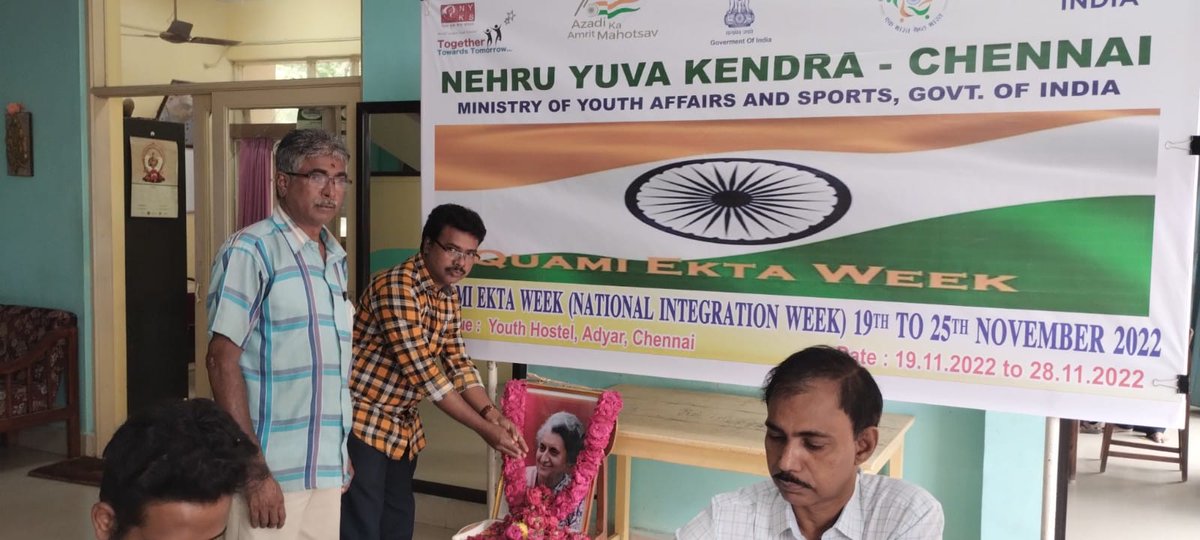NYKChennai's tweet photo. #Quami Ekta week @ianurgthakur ,@yasministry,@sanjayjavin @nitkm2021,@nyksindia, @Nyksprogramme,@nykssouthzone celebration at youth hostel Adyar Chennai on 19.11.2022 youth club members, volunteers, NYK Staffs, and Deputy Director Shri J.Sampathkumar participated in this program https://t.co/Kt97nxNSjz