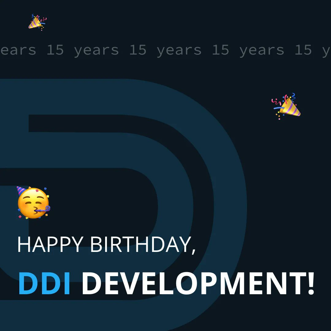 DDI_Development's tweet image. Wishing a very special happy birthday to our DDI Development company. This year our company turns 15-years old 😀

We’ve done a lot of things: 

- added value to clients
- hired and empowered great people
- built a lot of great web and mobile apps

Here’s to the future! 🥂