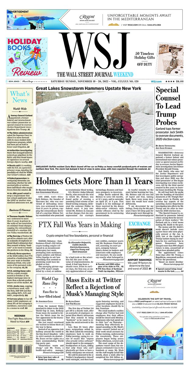 WSJ's tweet photo. Take a look at the front page of today's Wall Street Journal https://t.co/8f2GPha2JY https://t.co/skyfkgxTVB