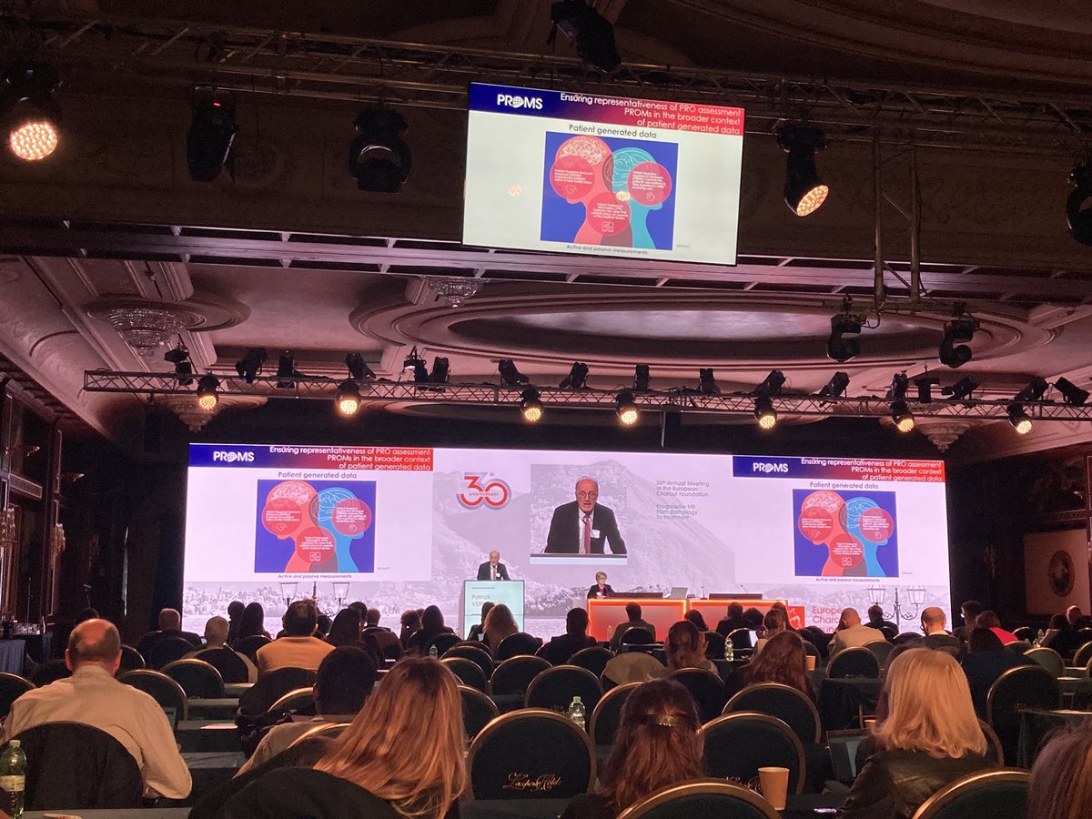 eumsplatform's tweet photo. Day 3 of #ECF2022, prof. Patrick Vermersch introducing the value of patient reported outcomes #PROs in clinical care and research. #EMSP is proud part of @PromsInitiative led by @MSIntFederation @EuropeanCharcot @aism_nazionale https://t.co/TTQG2rIoad