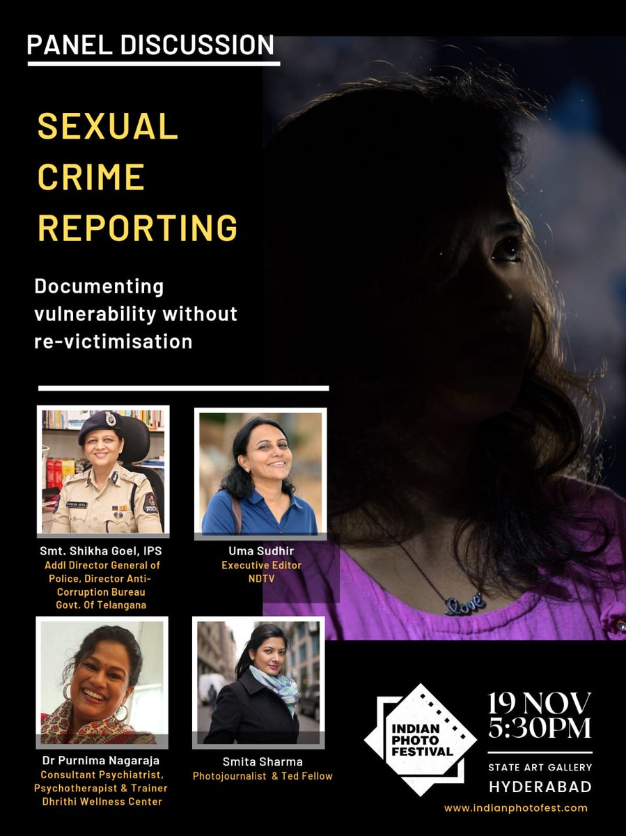 umasudhir's tweet photo. Looking forward to interact with award-winning photojournalist #SmitaSharma @Shikhagoel_IPS #DrPurnimaNagaraja at launch of her book #WeCryInSilence #ipf2022 #photofestival #photoexhibition #indianphotofest would urge journalist colleagues to study her work on #humantrafficking https://t.co/6NVNZ7Elkb