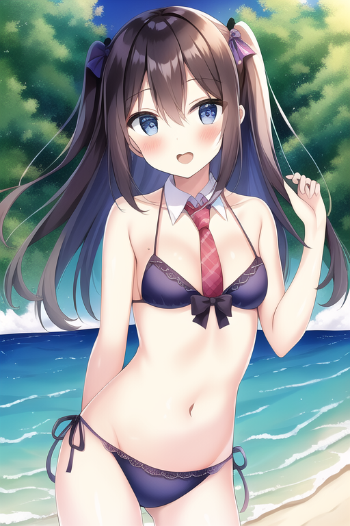 Discharging6107's tweet photo. AI絵
1 cute girl,tie dress,swimsuit, flat chest,
tie,swimsuit,だとネクタイが出なかった。
dressって単語が入ってるからか、ビキニの出現も無し。
1 cute girl,tie dress,bikini, flat chest,
こっちは打率1割、tie,bikiniだとネクタイでない。

#NovelAI https://t.co/p99z1Y4l7A