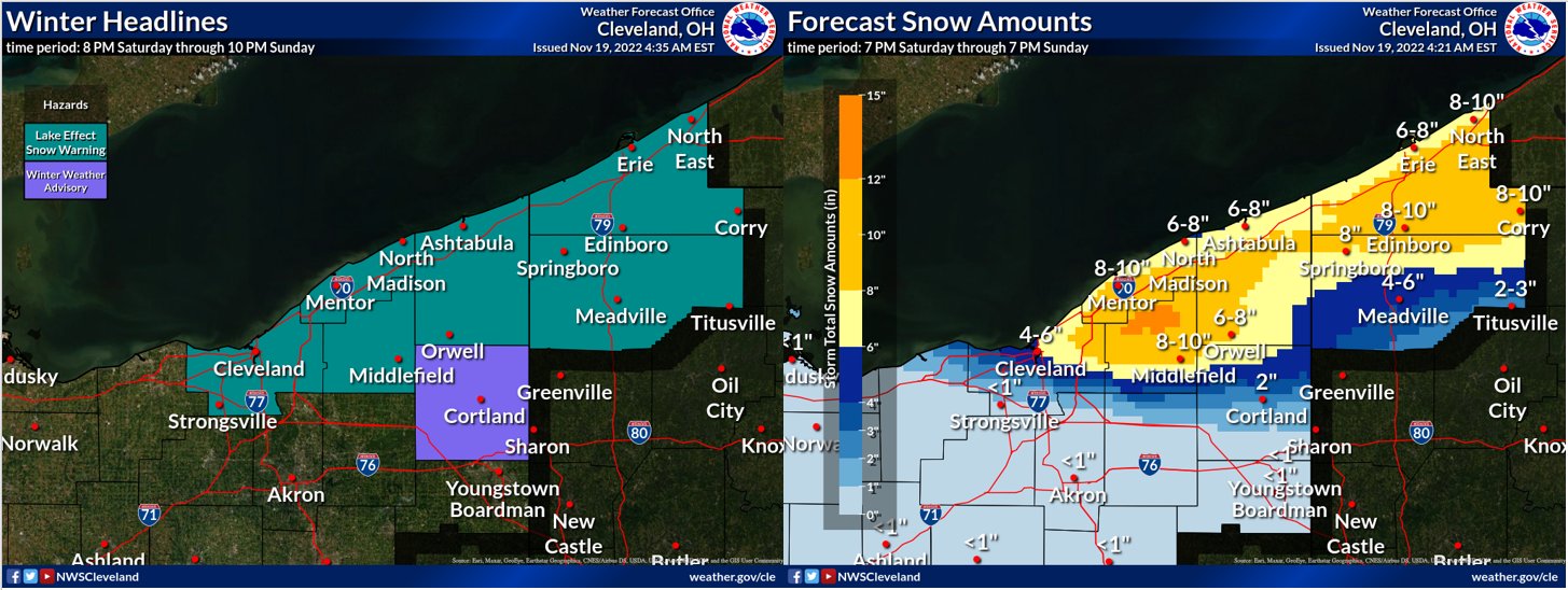 NWS Cleveland on Twitter "Lake Effect Snow Warnings and a Winer