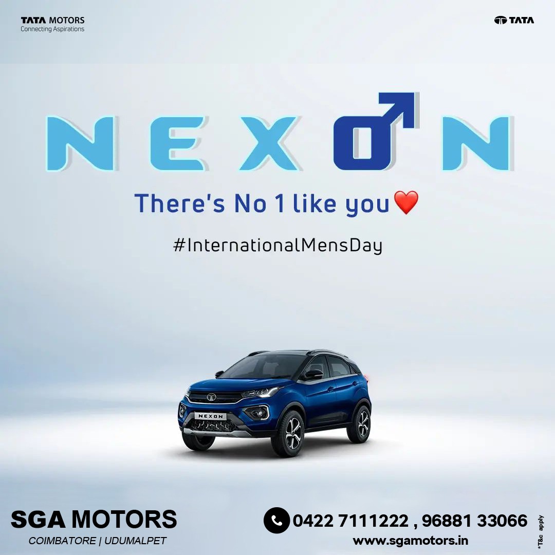 A man is defined by the choices he makes.
Choose to go to #NexLevel with the Tata Nexon - India's #1 SUV.

#InternationalMensDay
#TataMotorsPassengerVehicles
#TataNexon #Nexon #NexonNumberOne