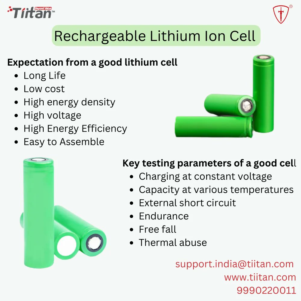 Tiitanindia's tweet image. Rechargeable Lithium Ion Cell
#lithiumcell #lithiumionbatteries #Tiitan #manufacturer #india