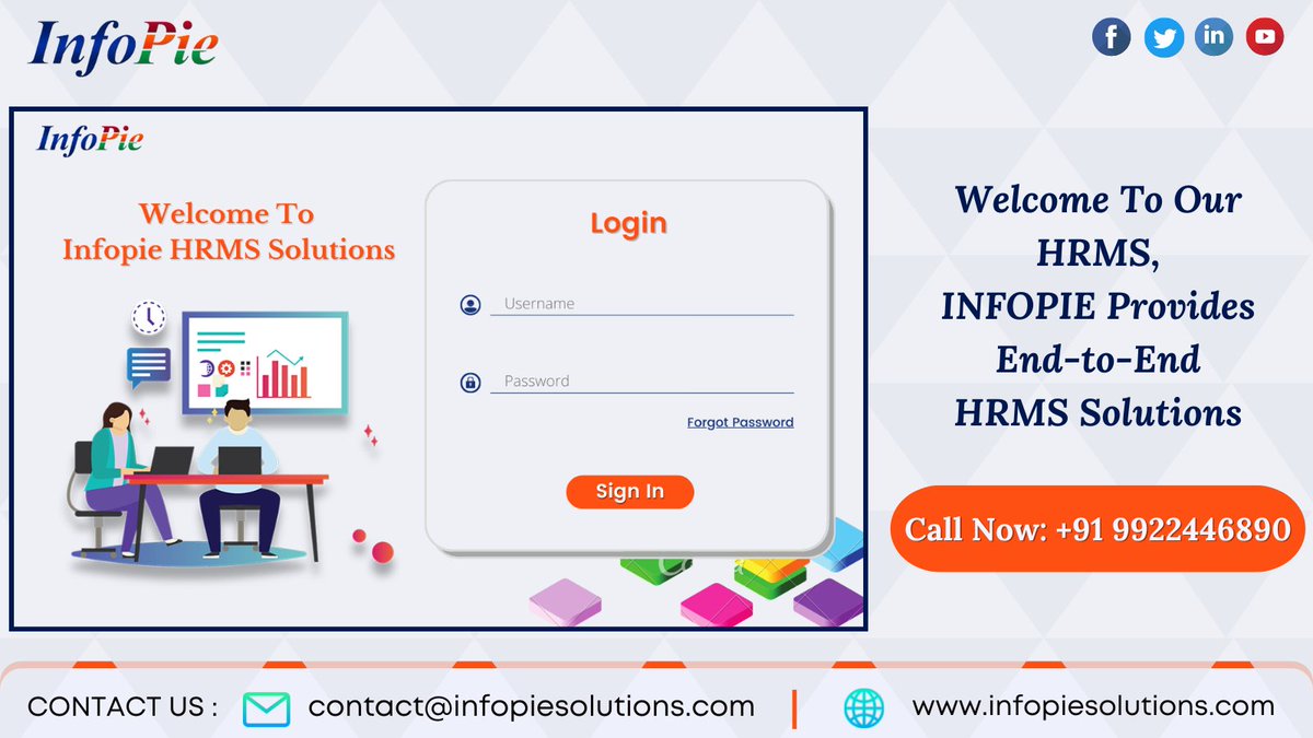 Welcome to our HRMS, Infopie provides end-to-end HRMS solutions.
Call now: +91 9922446890
Email us: contact@infopiesolutions.com
infopiesolutions.com/infopie-payrol…
#payroll #payrollservices #payrollsupport #payrollmanagementsystem #smallbusinessowner