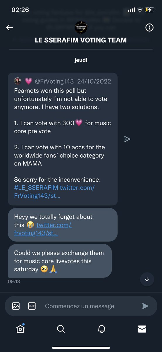 FrVoting143's tweet photo. I was asked to vote for the  live voting. But I didn’t know I could only use 150 hearts = 5 tickets so I couldn’t vote with the 300💗.I apologize for that. #LESSERAFIM https://t.co/I72zATzAal