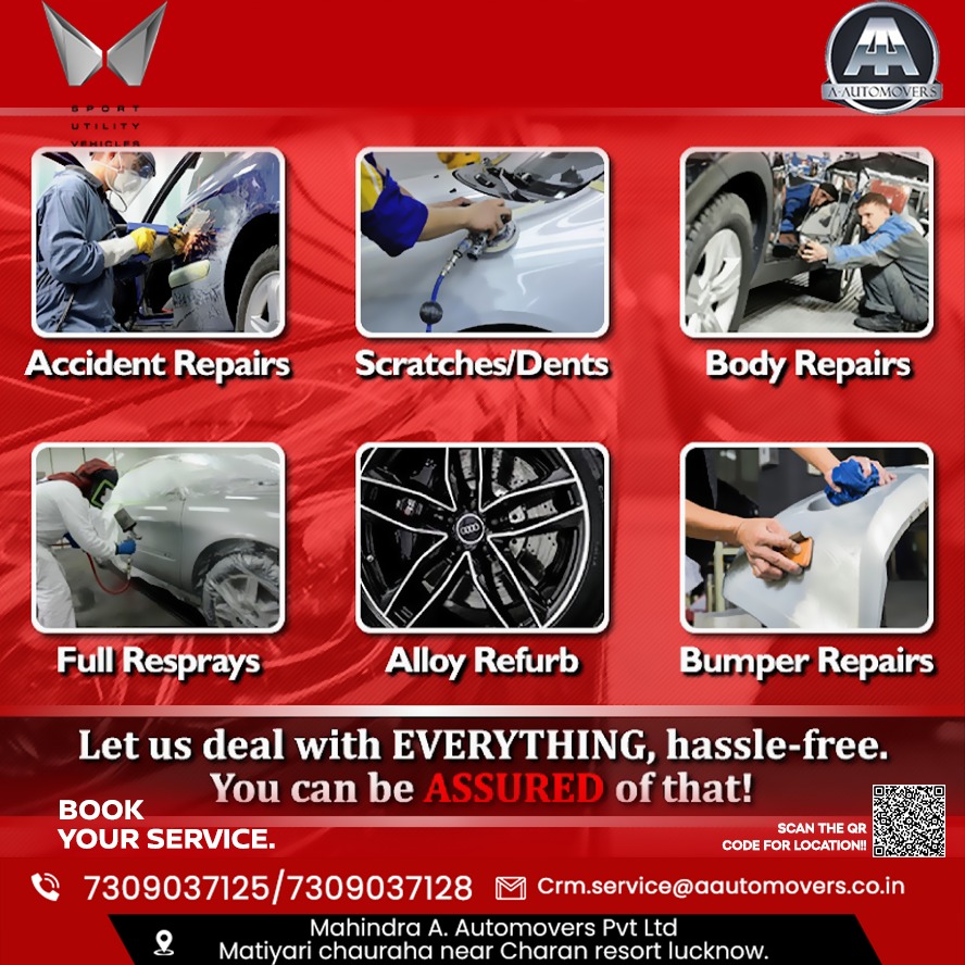 aaplMahindra's tweet photo. AAutomovers provides instant solutions to all your Repair Problems. Just be assured of that. They can AAdeal with everything -Accident Repairs,Scratches/Dents, BodyRepairs ,Full Sprays ,AlloyRefurb And Bumper Repairs.
 #AAutomovers #Wyh_Up_Mahindra #MahindraServiceCentre https://t.co/w47cbR1DRR