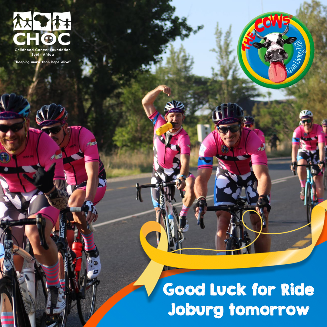 CHOCfoundation's tweet photo. Wishing all our amazing CHOC Cows good luck for tomorrow!! 🚲
They will be mOOOOving their legs, having FUN & sweating it out in the Joburg SUN ☀️
Thank you to all the super cows ❤️🐮
#RideJoburg #CHOCCows #TheCows #CHOCSA https://t.co/4kCFlkveVu