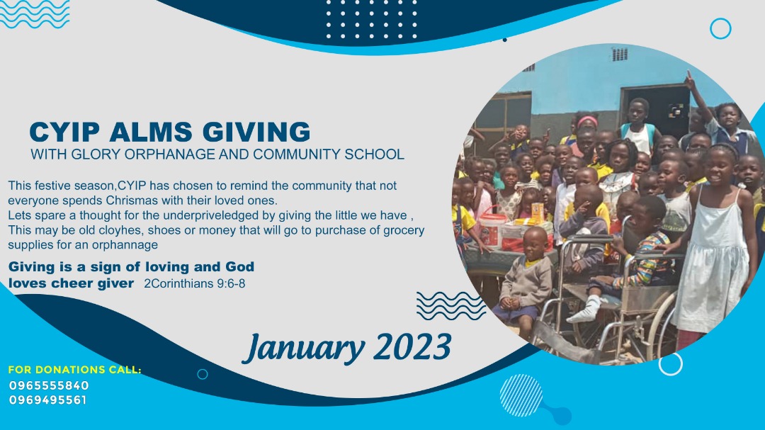 Cyipzam's tweet photo. The CYIP annual alms giving event will take place in January at Glory Orphanage and Community School. This event is a reminder that we should always think of the less privileged in our communities and assist in any way. 
May we open our hearts to this philanthropic event. https://t.co/2TAulRy2Cu