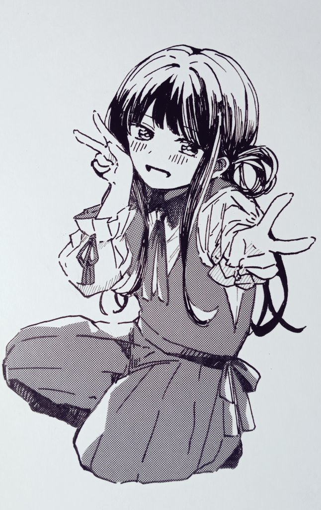 ダブルピースしてるだけの葵ちゃんv(・ε・v)#花子くん #イラスト #赤根葵