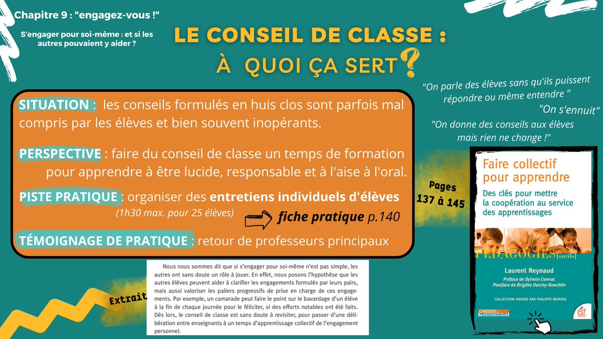 Les conseils de classe : à quoi ça sert ?

Une piste pour sortir du huis clos et organiser des temps de formation à la lucidité, à l'engagement et à l'oral.

S'engager pour soi-même: et si les autres pouvaient y aider ?

#conseilclasse participatif 
⬇️📖⬇️
librairie.cahiers-pedagogiques.com/livres/975-fai…