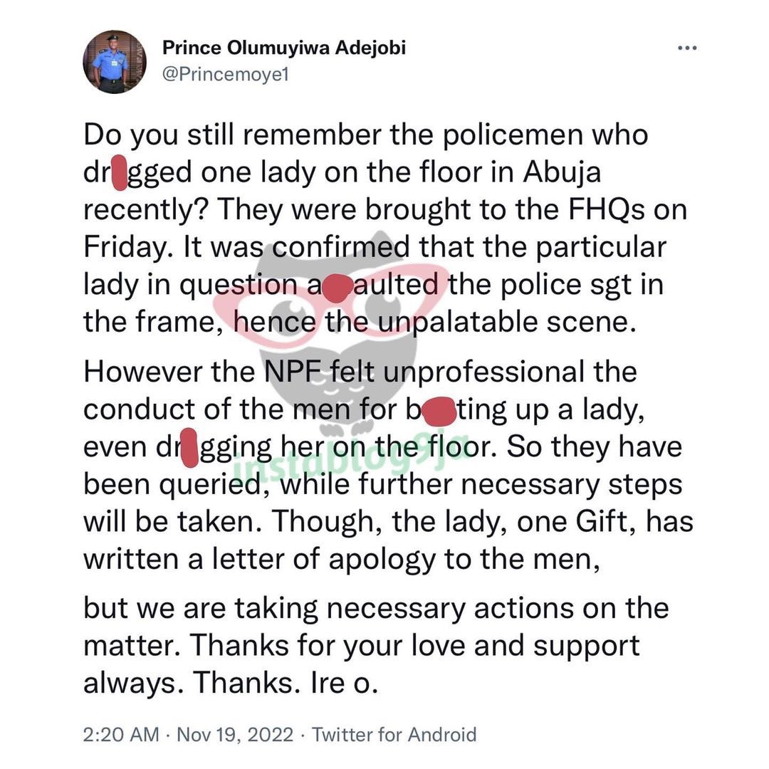 instablog9ja's tweet photo. Why our men manh@ndled a female suspect in Abuja — Nigerian police https://t.co/7hPGpDLFdM