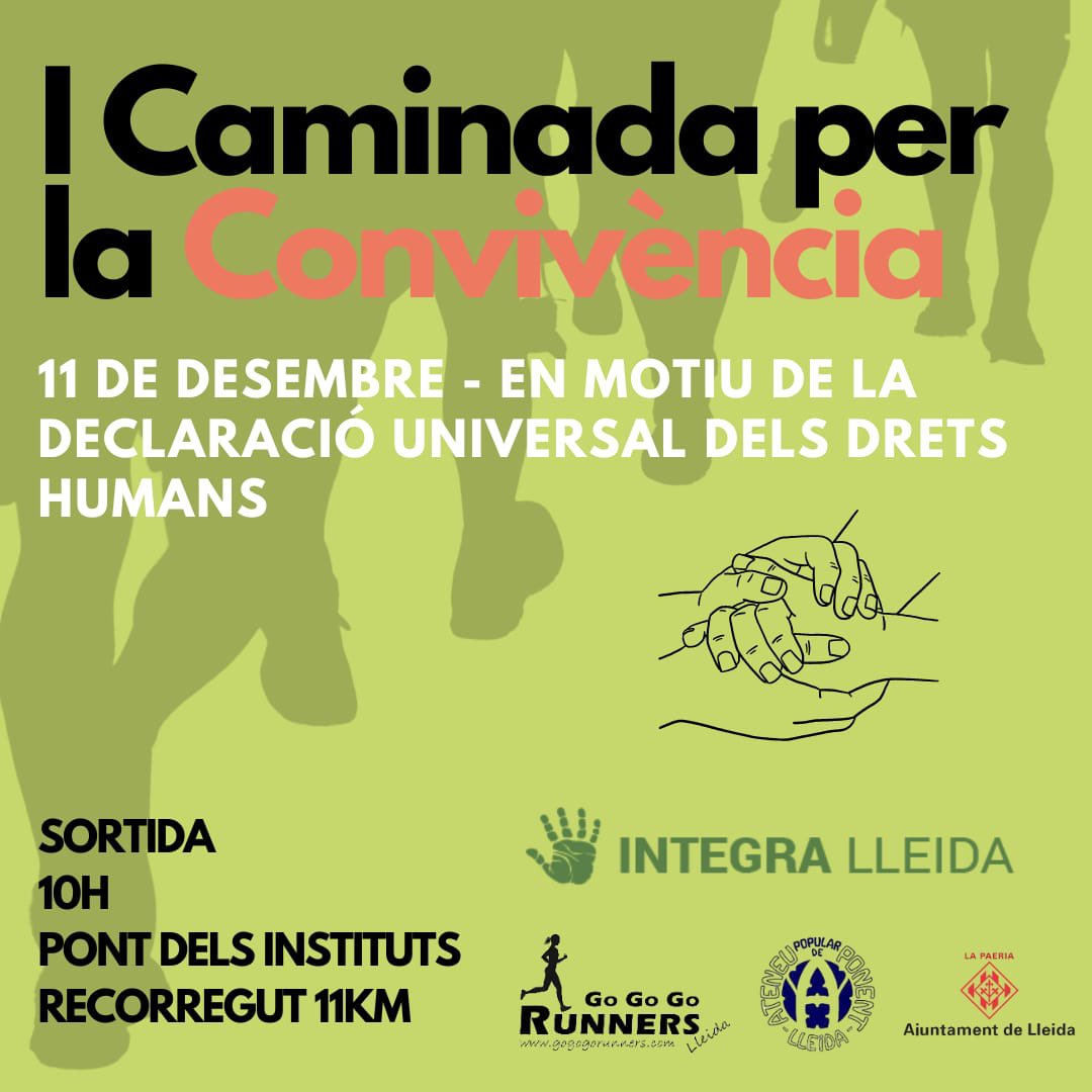 GoGoGoRunners's tweet photo. Inscripcions obertes per la 1a Caminada per la Convivència de Lleida! Us hi esperem!
👉🏼 https://t.co/3pwi0DMCax
#caminada #convivencia #lleida #gogogorunners #integralleida #ateneudeponent #11km https://t.co/k7rQ1fGirt
