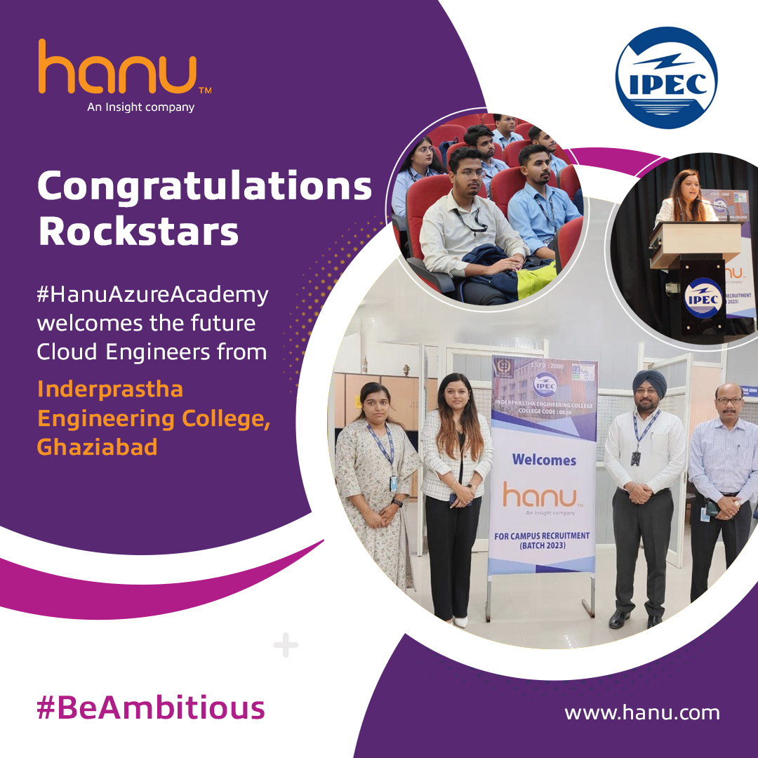 InsightinIndia's tweet image. Congratulations to the selected engineering students of Indraprastha Engineering College, Ghaziabad as #cloudengineers. Looking forward to all the fresh energy that you will bring to the table.

#campusplacement #freshershiring #Bepartofsomethingbig #CloudTalent #TechHiring #HAA