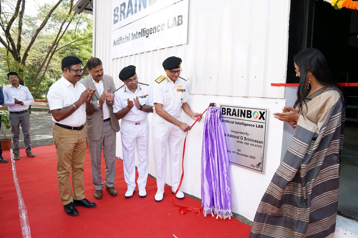 Accurate_Team's tweet photo. Inaugration of Brainbox Artificial Intelligence Lab-in the esteemed presence of Vice Adm G Srinivasan, AVSM, VSM, PDATVP and Rear Adm Menon DGND (SDG) at The Accurate Innovation Centre, Hinjwadi, Pune -  An important milestone in Accurate-Tardid journey.
@Tardidtech @indiannavy https://t.co/DY7JmD685H