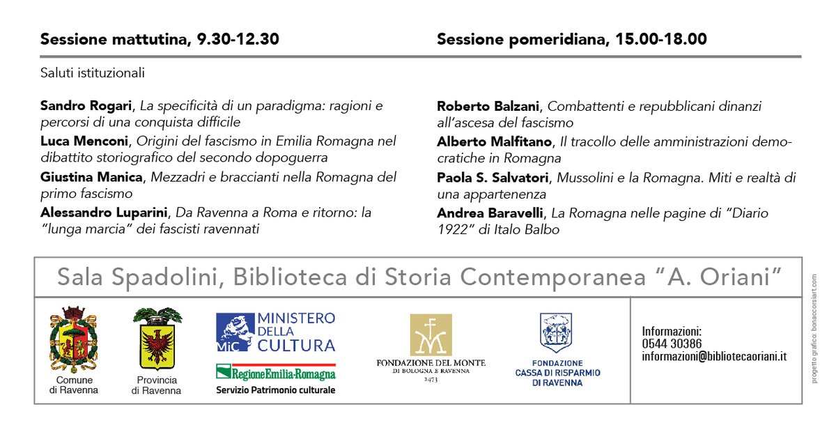 fcasaoriani's tweet photo. oggi alle 9:30 Non mancate! #ravenna #Fascismo #inmarcia @ComunediRavenna @MiC_Italia @PatrimCulturER #Romagna @studistorici @RegioneER @sbonaccini @AcorsiniAndrea @BakkaliOuidad @mdepascale @matteo_banzola https://t.co/cLE2Rpj3Pt