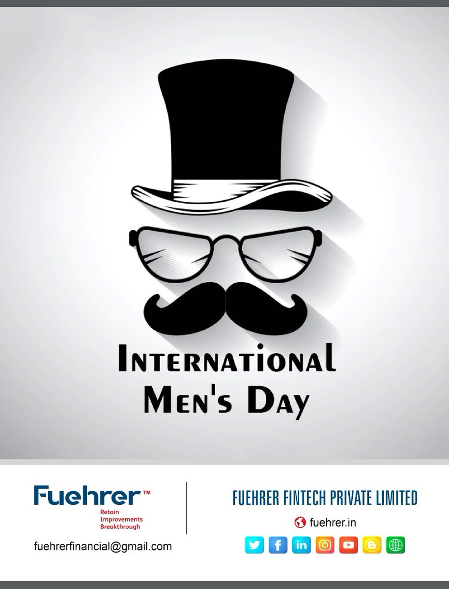 Fuehrer_fintech's tweet photo. "It's Time to thank all the men's around the world for their Love and support"
Wishing every men around the world a "HAPPY INTERNATIONAL MEN'S DAY😎 @Fuehrer_fintech   @axis_bank @hdfcbank @icicibank @bajajfinserv #fuerhrerfintech #fuerhregroup #mensday #menwillbemen #supportmen https://t.co/9txqGTOvmJ