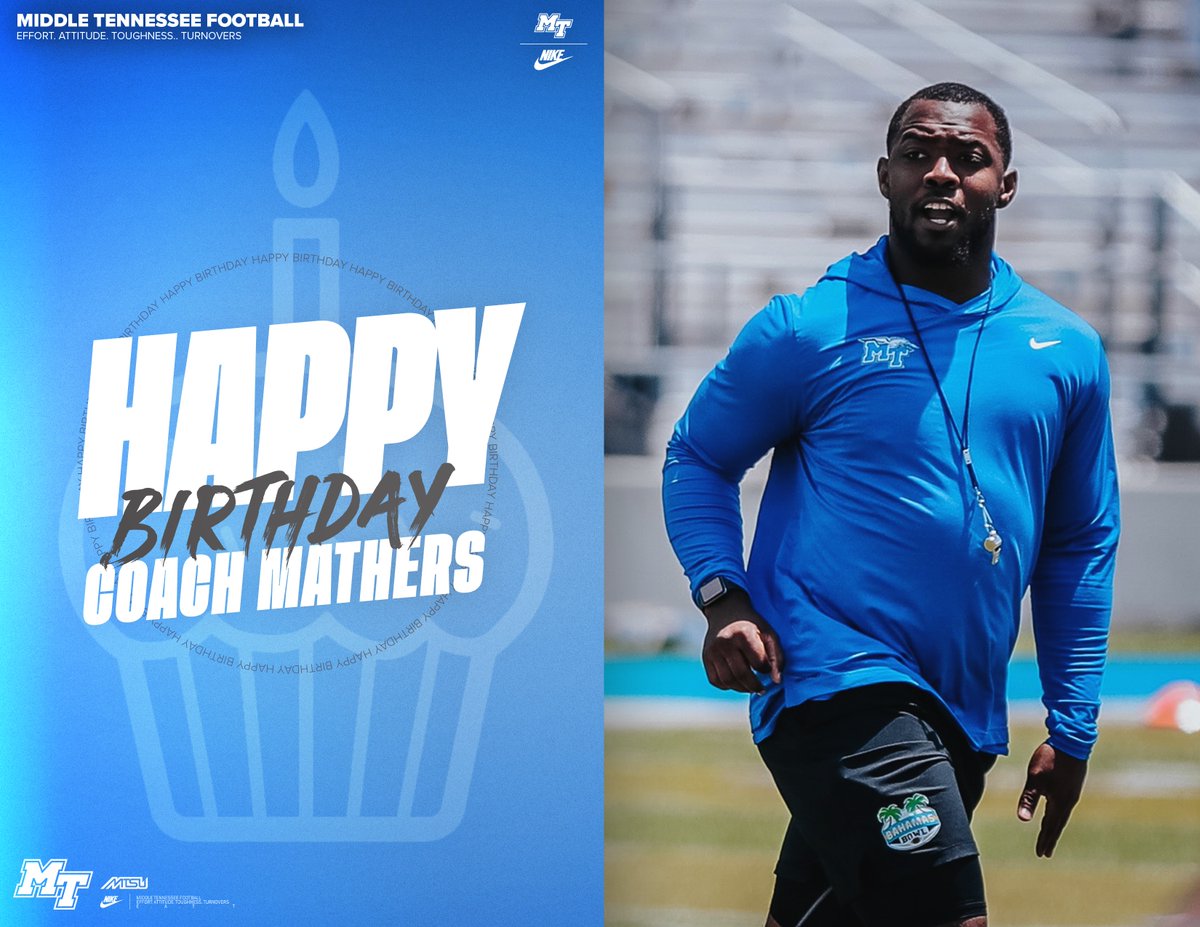 MTFB_Recruiting's tweet photo. Happy Birthday @I_Train5 from the Middle Tennessee Football Family 🥳🎊 https://t.co/Dkrs2SPj7d