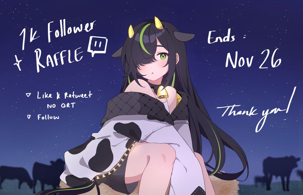 Thank you for 1k on twitch ! To celebrate, I am holding an art raffle! Rules: - Like & Retweet (No QRT) - Follow ( new followers are welcome! ) Ends: Nov 26 12AM PST Good luck! 🤍