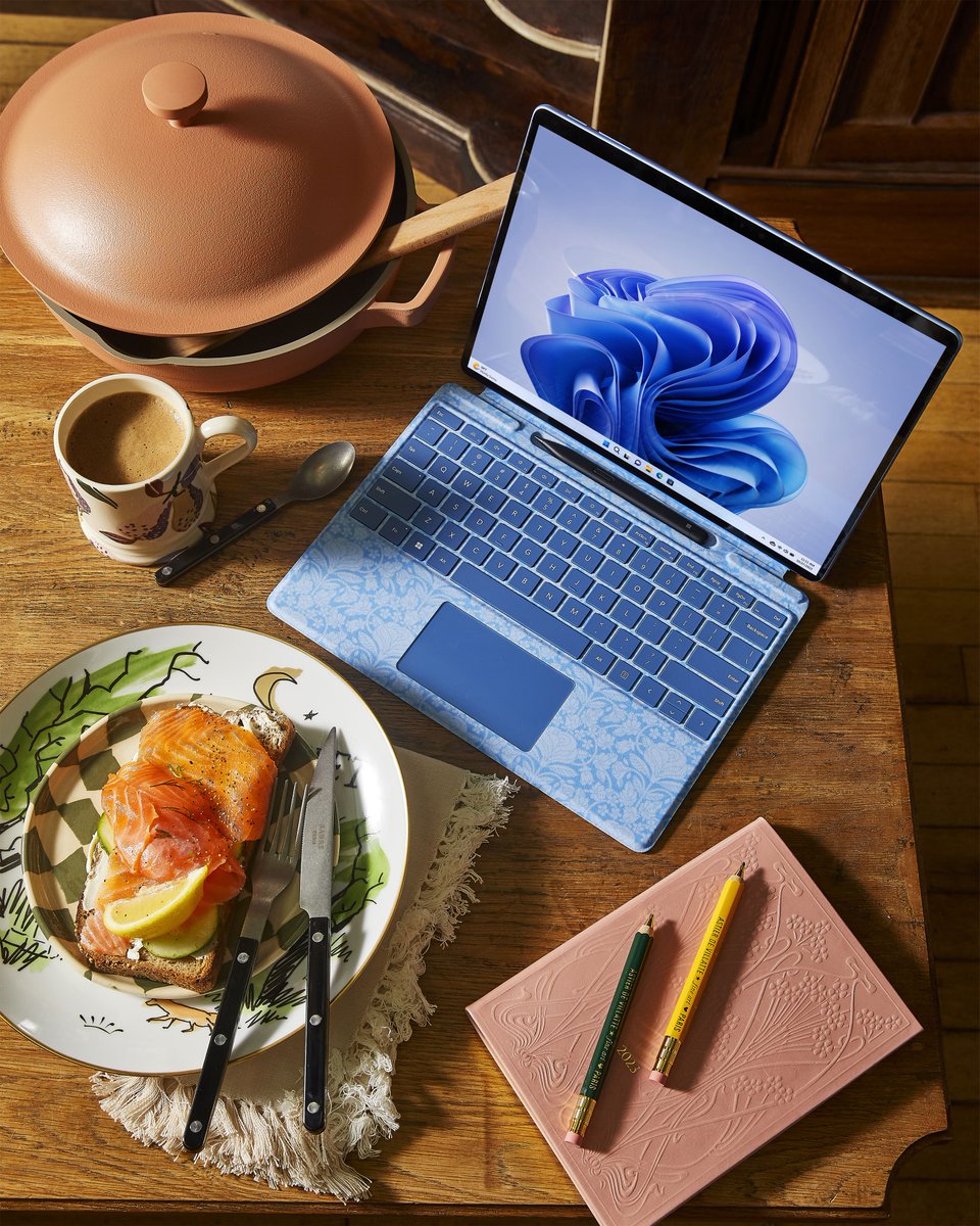 Dress Your Desk... for a working lunch Discover the beauty and power of the Microsoft Surface Pro 9 Liberty Special Edition before they’re all gone: cur.lt/r1rktqghz. Final units remaining. @surface #MicrosoftSurfacexLiberty #DressYourDesk