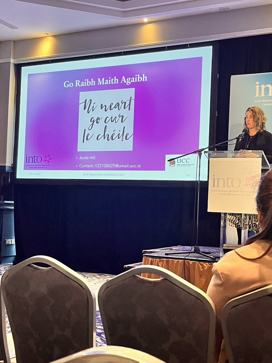 Such fascinating ideas from Aoife Hill as she embarks on her research related to using music to help grammar acquisition as Gaeilge 👏🏻👏🏻 #fascinating 😍 #Edconf22 <a href="/INTOnews/">INTO (Irish National Teachers' Organisation)</a> #watchthisspace #researchmeet