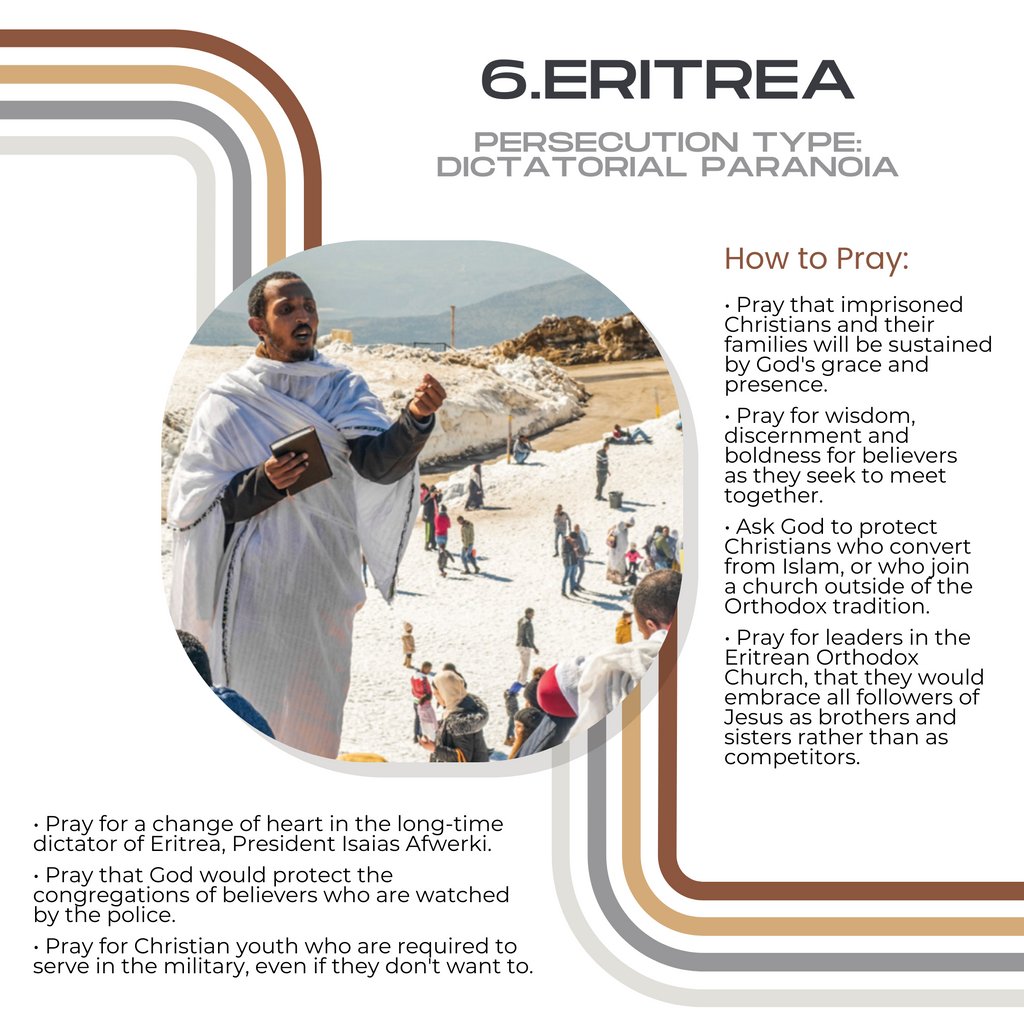 WePray40's tweet photo. Today we are praying for persecuted nation number 6, Eritrea.

Pray that Jesus will break down the barrier of unforgiveness and replace it with grace.

Read Ephesians 4:32 and Colossians 3:13.

⁠All photos and info came from Open Doors USA. https://t.co/INdwoTWULT