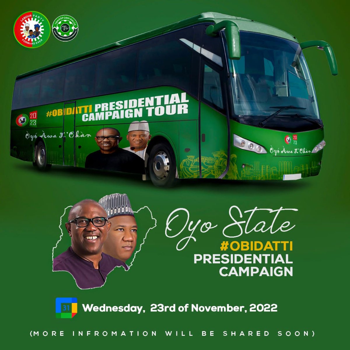 OyoObidients's tweet photo. In preparation to receiving our esteemed incoming president H.E Peter Obi to Oyo State. This is the official jingle by the Coalition of Support Groups for Peter Obi in Oyo State.
Support groups reach out to the Lead Coordinator (Com. Ayorinde Akinyemi) via
https://t.co/sQOVAq67V2 https://t.co/6UDweWkaex