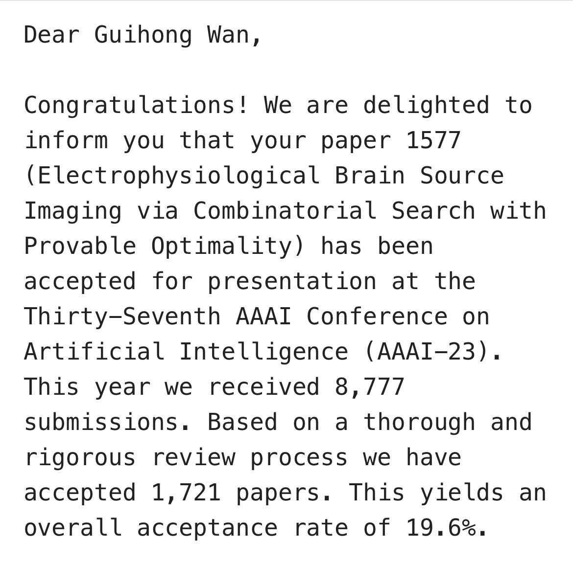 I am very happy to share that our paper in Neuroscience has been accepted by the Thirty-Seventh AAAI Conference on Artificial Intelligence (AAAI 2023). Hope the method can be further validated on real patient data.