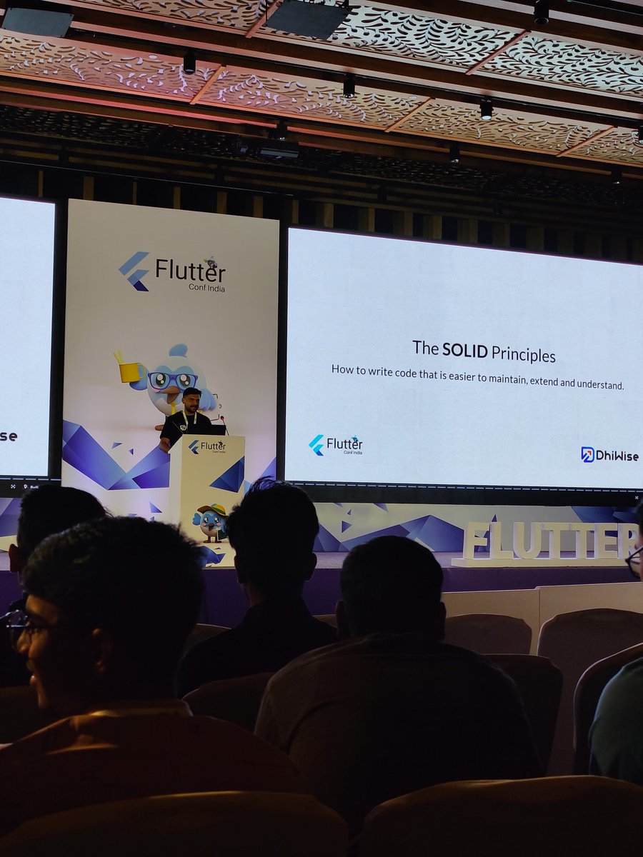 pratik13butani's tweet image. @Patel_Rahul_05 Rocking on the stage and speaking about "SOLID" principles.
@dhiwise @flutterconfin #flutterconfin