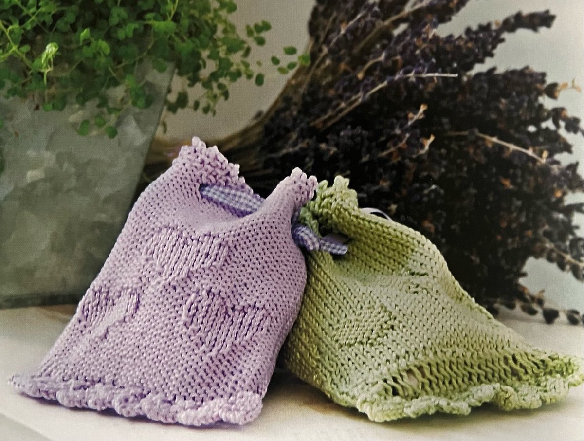 Knitted Sweet Scented lavender Bags Knitting Pattern #lavenderbags #sewing #knittedlace #knittedbags #calm #lavender #herbs #aroma #loveheart #yarnbags #scent #knittedbag #yarnsachets etsy.me/3EJOaVb