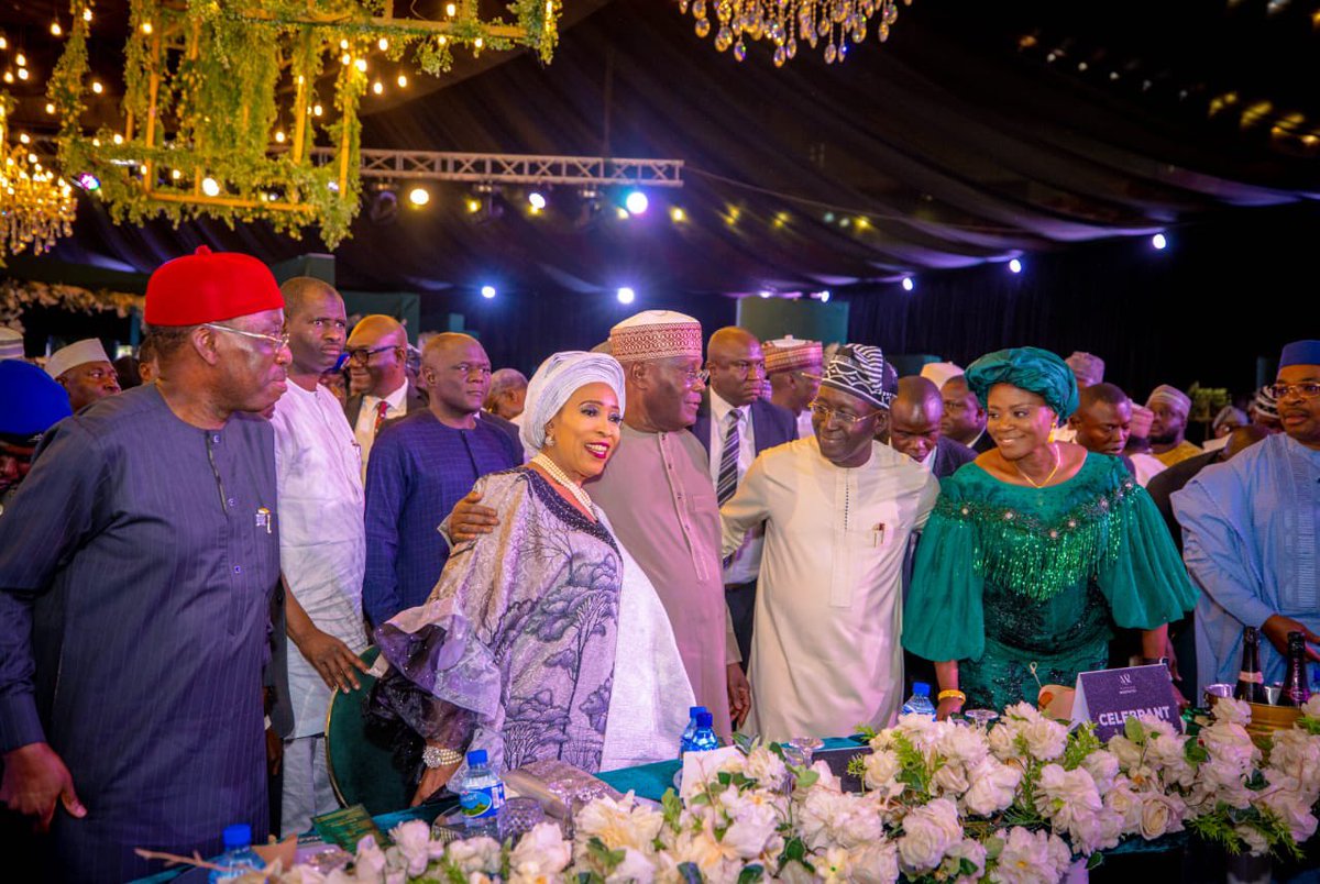 atiku's tweet photo. I was delighted to join family, friends and associates of the national chairman of our great party, @OfficialPDPNig, Senator Iyorchia Ayu, in celebration of his 70th birthday anniversary last night. https://t.co/qyyl89Vm4x